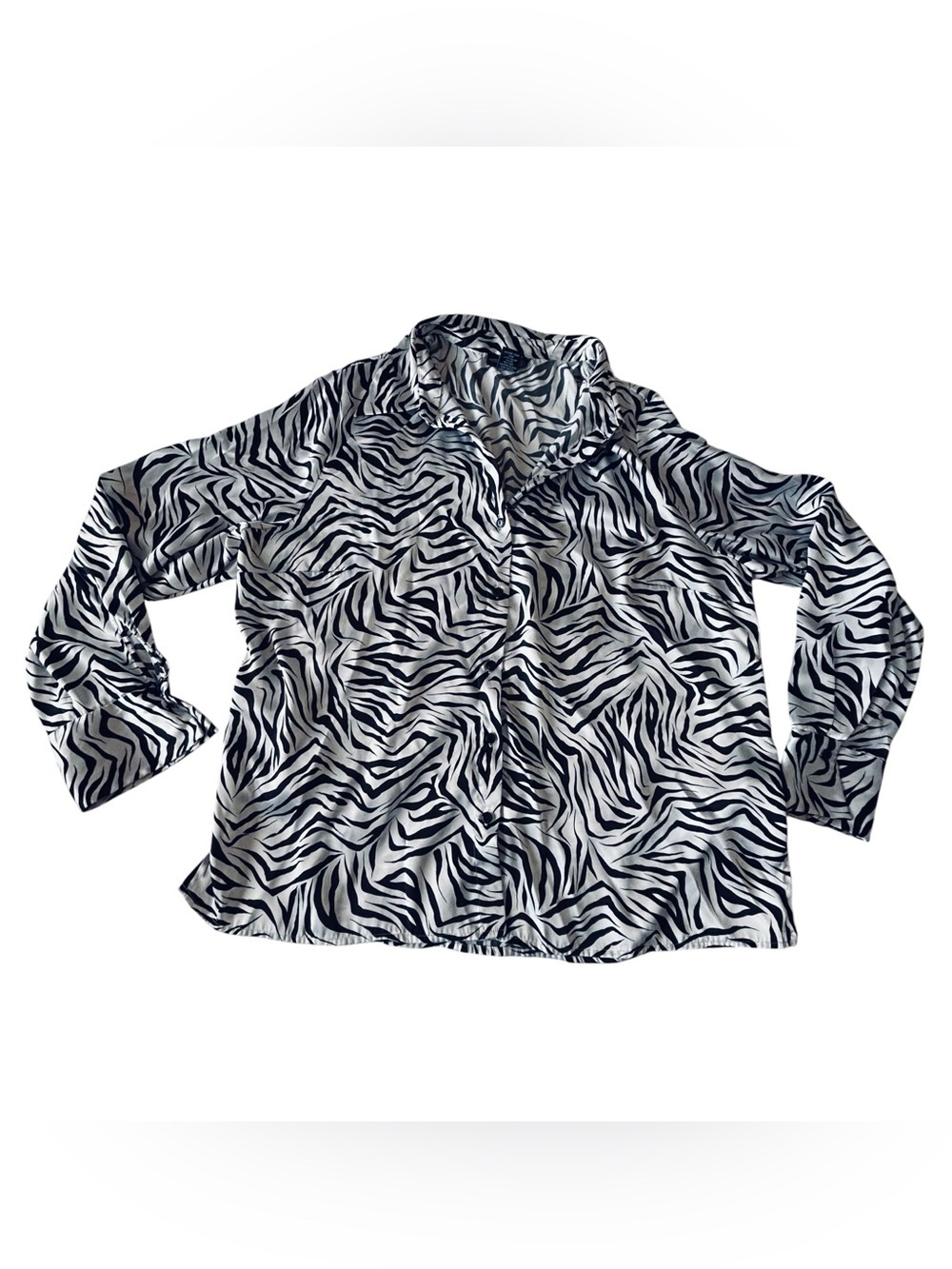 Venezia Black & White Zebra Print Button-Up